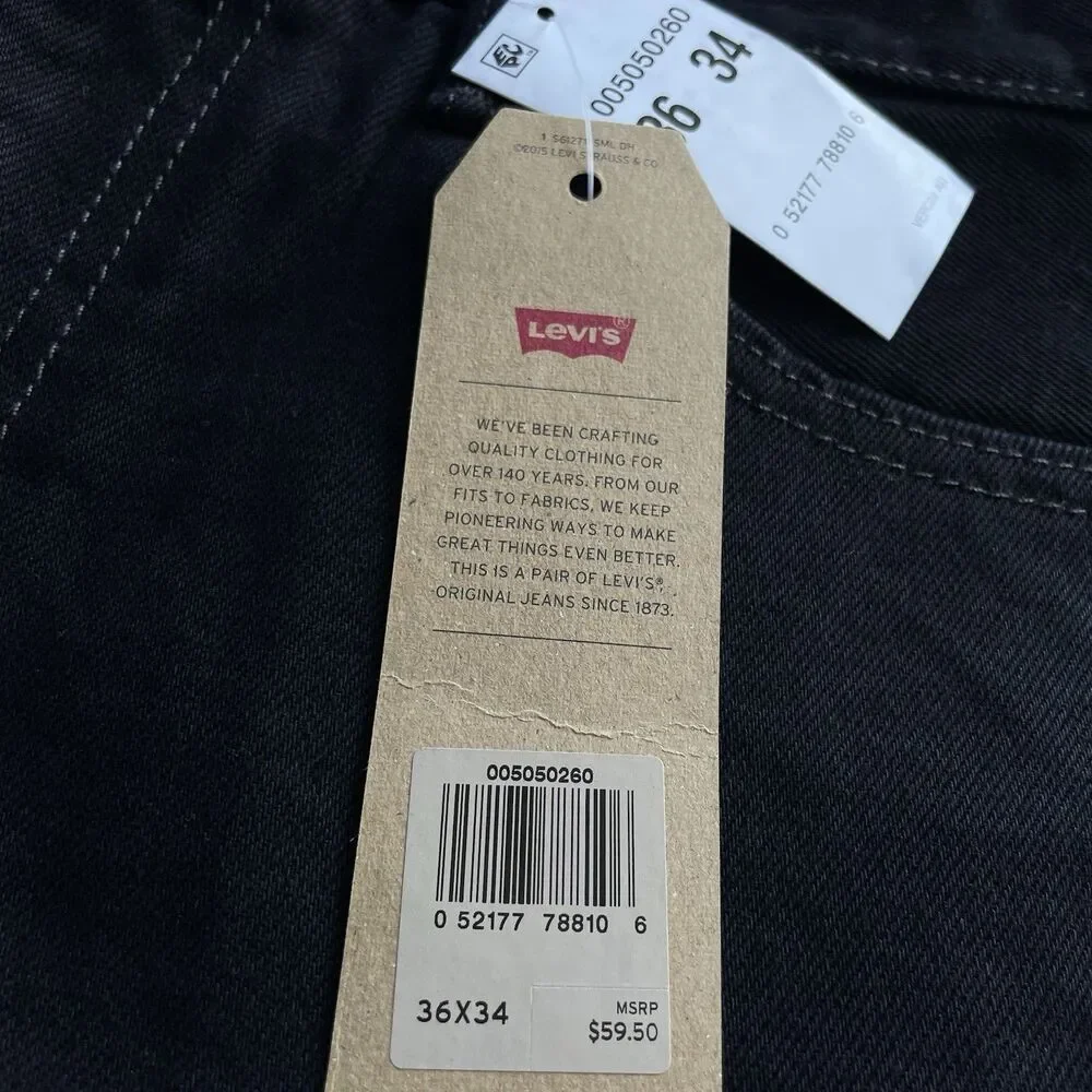 Levi’s 505 Regular Fit Men’s Black Straight Leg Jeans Size W36 L34
